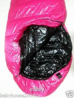 Shiny Gloss 420T/15D nylon mummy sleeping bag 1200g down wet-look warm pink new