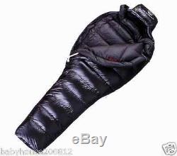 Shiny glossy nylon outdoor mummy sleeping bag 1500g goose down filling wet-look