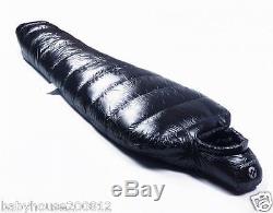 Shiny glossy nylon outdoor mummy sleeping bag 1500g goose down filling wet-look