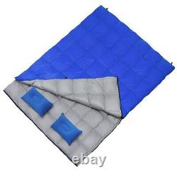 Sleeping Bag 2 Person Double Size 5C to 20C Degrees Duck Down Blue 220x165cm