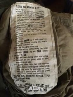 Sleeping Bag Mountain M-1949 (Reg) with Water Repellent Case M-1945 U. S. Military