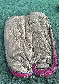 Snow Lion Down Sleeping Bag 76 Red/Tan EUC