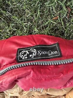 Snow Lion Down Sleeping Bag 76 Red/Tan EUC