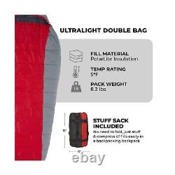 TETON Sports Tracker Ultralight Double Sleeping Bag Lightweight Backpacking New