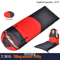 The temperature of the down sleeping bag is minus 30 degrees outside in winter