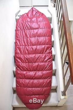 USA Made Super Long Sleeping Bag withHood White Goose Down Vintage 90x29 Maroon