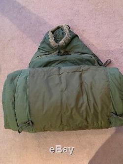 US Combat Sleeping Bag Evacuation Insulated Fur Hood Down Large Size New