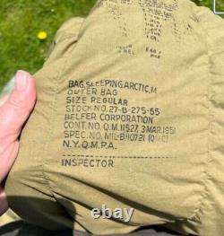 US Military 1951 Korean War Era Mummy arctic down filled Sleeping Bag size reg