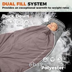 Ultralight Down Sleeping Bag, 650 FP Compact Cold Weather 3-4 Season Grey