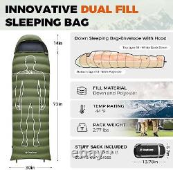 Ultralight Down Sleeping Bag 650 FP Compact Cold Weather 3-4 Season Sleepi