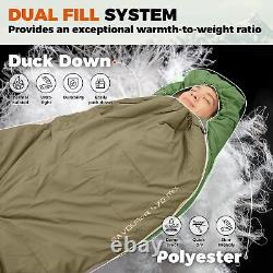 Ultralight Down Sleeping Bag 650 FP Compact Cold Weather 3-4 Season Sleepi