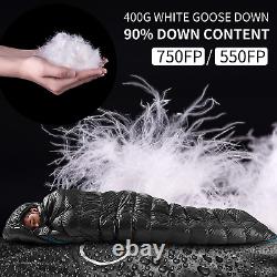 Ultralight Goose down Sleeping Bag 750/550 Fill Power Compact Portable 3-4 Seaso