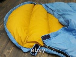VINTAGE EDDIE BAUER Goose Down Mummy Sleeping Bag or Blanket Zipper Blue Gold