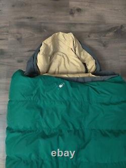 VTG Eddie Bauer Sleeping Bag Camping GOOSE DOWN? Green 80 LEFT ZIPPER 0F