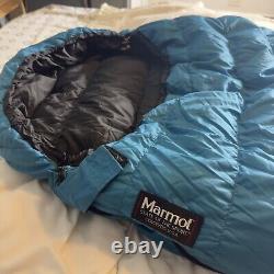 Vintage 80s Marmot Mountain Works Down Mummy Sleeping Bag Teal 80 Stuff Sack