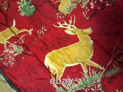 Vintage Coleman Canvas Red Deer and buck Sleeping Bag lot of 2 Rare