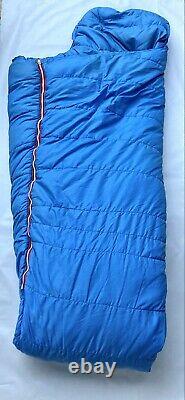 Vintage Down Fill Country USA Sleeping Bag -Long Length Right Zip-Blue-Mummy