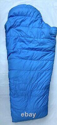 Vintage Down Fill Country USA Sleeping Bag -Long Length Right Zip-Blue-Mummy