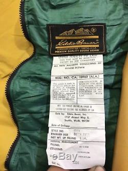 Vintage Eddie Bauer Green Sleeping Bag Goose Down 30x72 Size
