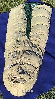 Vintage Eddie Bauer Kara Koram Blizzard Proof Green Mummy Down Bag withStuff Sack