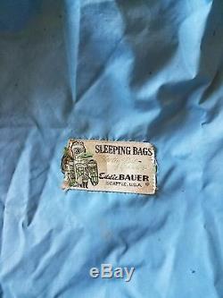 Vintage Eddie Bauer Premium Goose Down Mummy Sleeping Bag and Carry Bag Blue