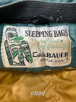 Vintage Eddie Bauer Totem Down Sleeping Bag 32x84 Square Bottom Green