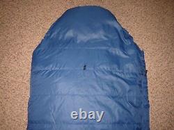 Vintage Holubar Blue Down Fill 0° Mummy Style RH Zip Camping Sleeping Bag 31x87