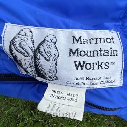 Vintage Marmot Blue Mummy Goose Down Filled Sleeping Bag Size Long 88 WithBag