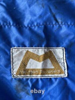 Vintage Mountain Equipment Backpacking Camping Down Sleeping Bag 84 Mummy Blue