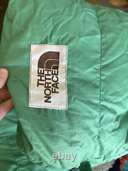 Vintage North Face Brown Label Down Sleeping Bag Army Green 82' Mummy Camp Hike