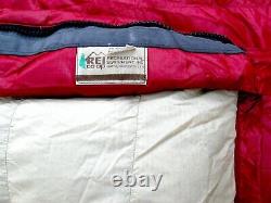 Vintage REI Down Top & Fiber Fill Bottom Mummy Sleeping Bag & stuff Sack