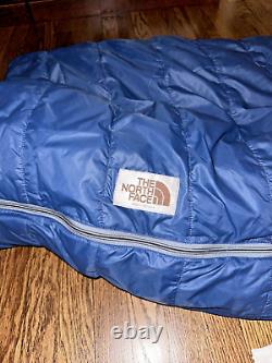 Vintage The North Face Brown Label Polyester Down Mummy Sleeping Bag Blue USA