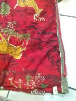 Vintage Thick Red Flannel Dear Stag Hunting Camping Sleeping Bag Talon Coleman