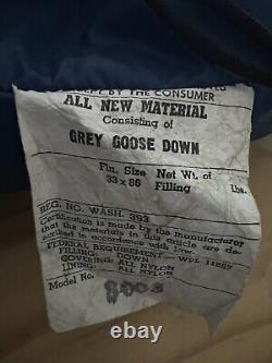 Vintage gray goose down Himalayan sleeping bag Blue & Orange