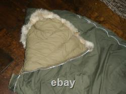Vtg 1951 US CASUALTIES Military Sleeping Bag USA Army Goose Down with Coyote Fur
