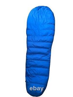 Vtg The North Face Goose Down Mummy Blue Sleeping Bag 88x28 withsack Brown Label