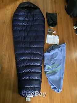 Western Mountaineering Megalite Sleeping Bag 30 Degree Down, 6' Left, Navy Blue