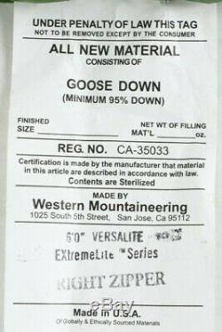 Western Mountaineering Versalite Sleeping Bag 10 Degree Down 6ft/Right /47154/