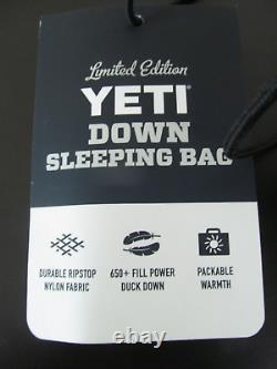 Yeti Down 6.0' Sleeping Bag 650+Fill Power Navy Blue / Charcoal Draw String, NWT